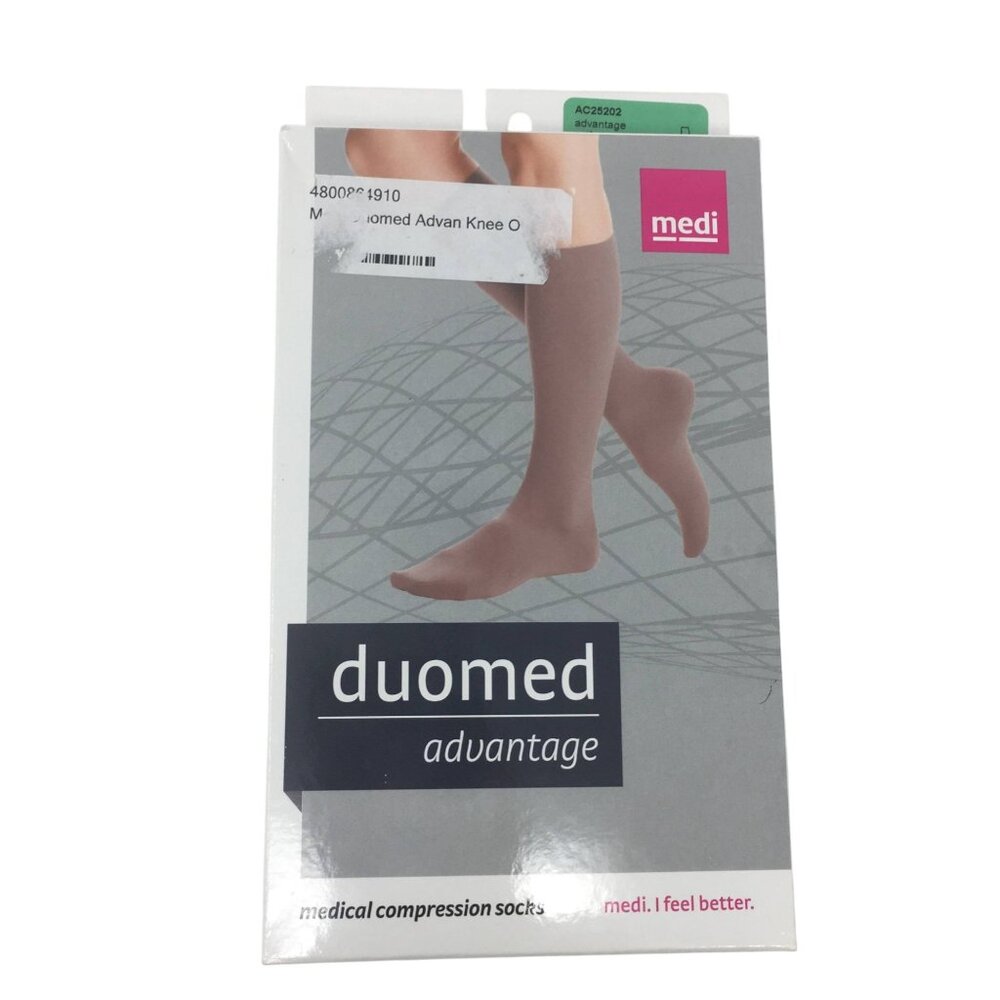 Duomed Advantage Compression Stockings Beige Calf Open Toe 20-30 mg Medium NWOT